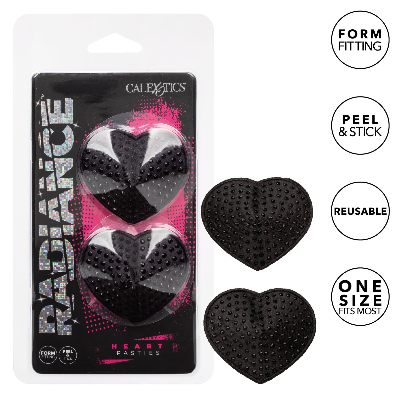 California Exotics - Radiance Heart Pasties Nipple Covers (Black) CE2016 CherryAffairs