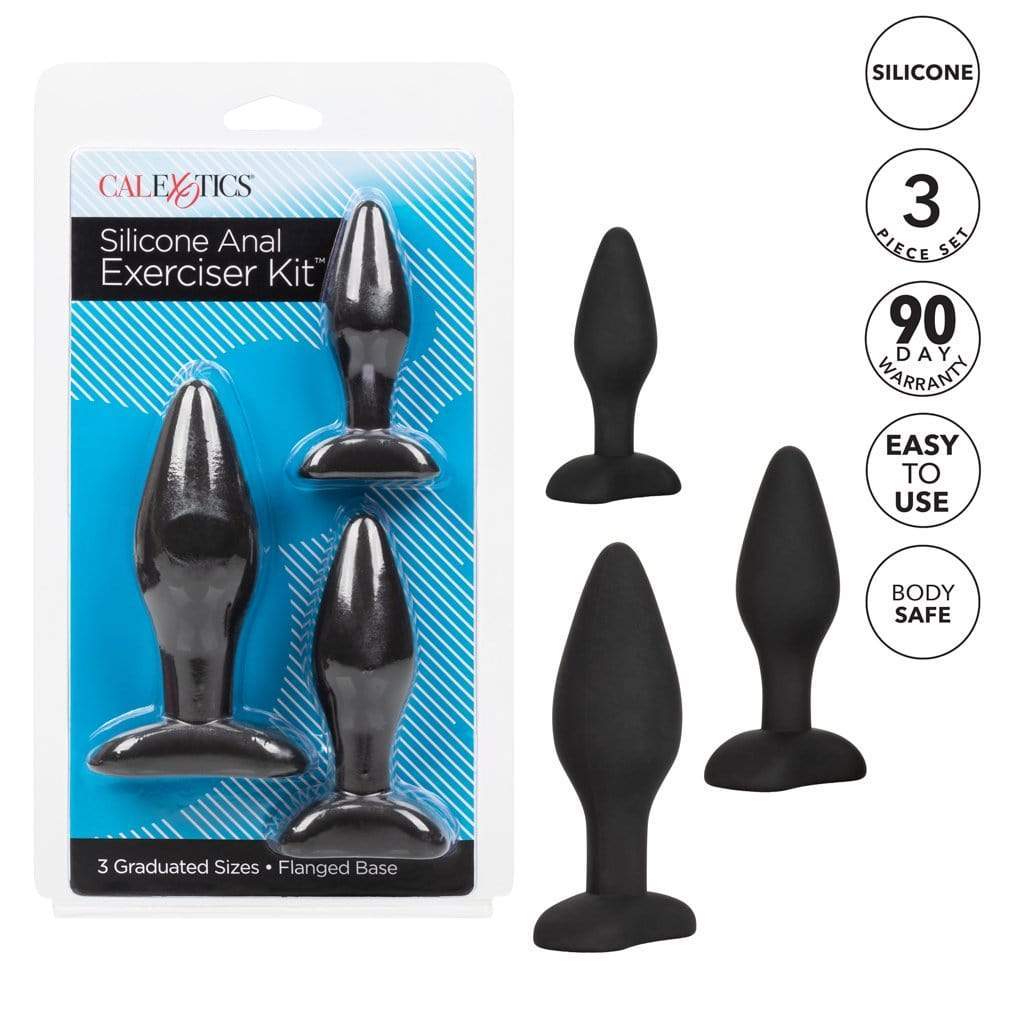 California Exotics - Silicone Flanged Based Anal Exerciser Kit (Black) Anal Kit (Non Vibration) Durio Asia