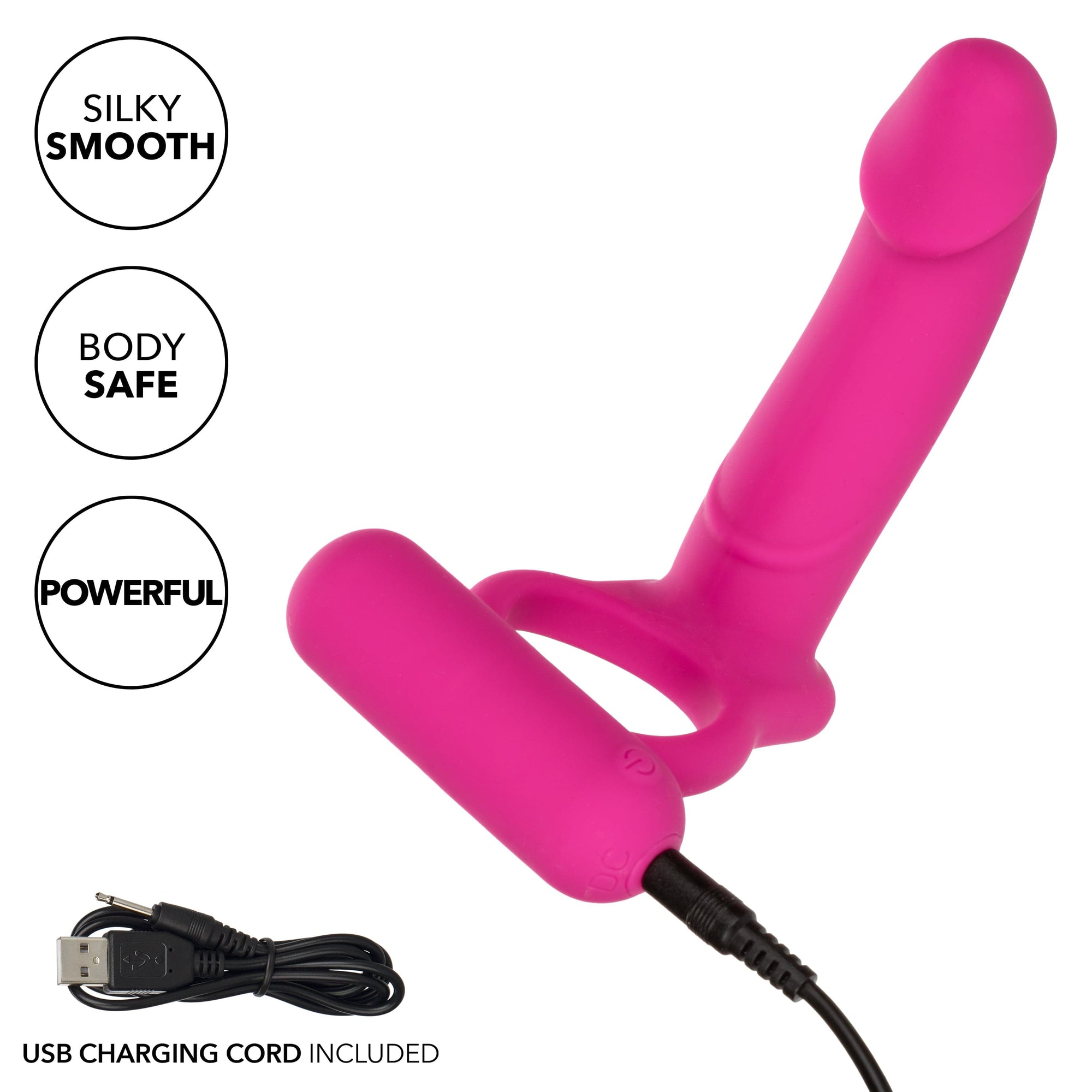 California Exotics - Silicone Rechargeable Double Diver Couple Cock Ring with Dildo (Pink) CE1997 CherryAffairs