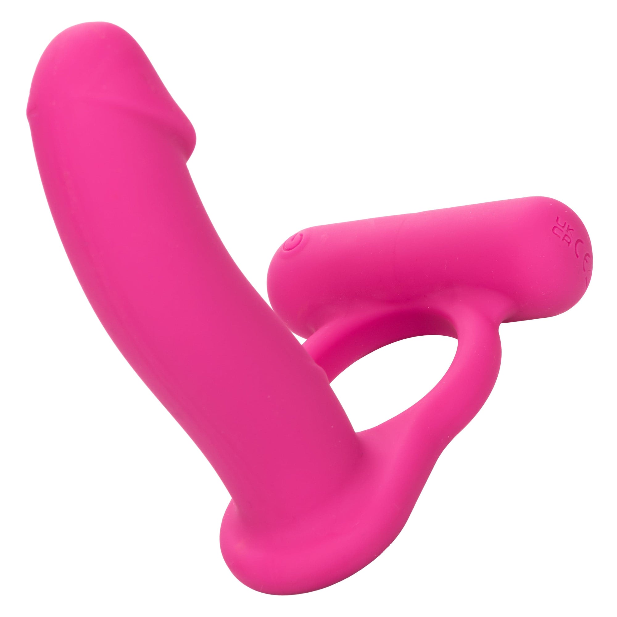 California Exotics - Silicone Rechargeable Double Diver Couple Cock Ring with Dildo (Pink) CE1997 CherryAffairs