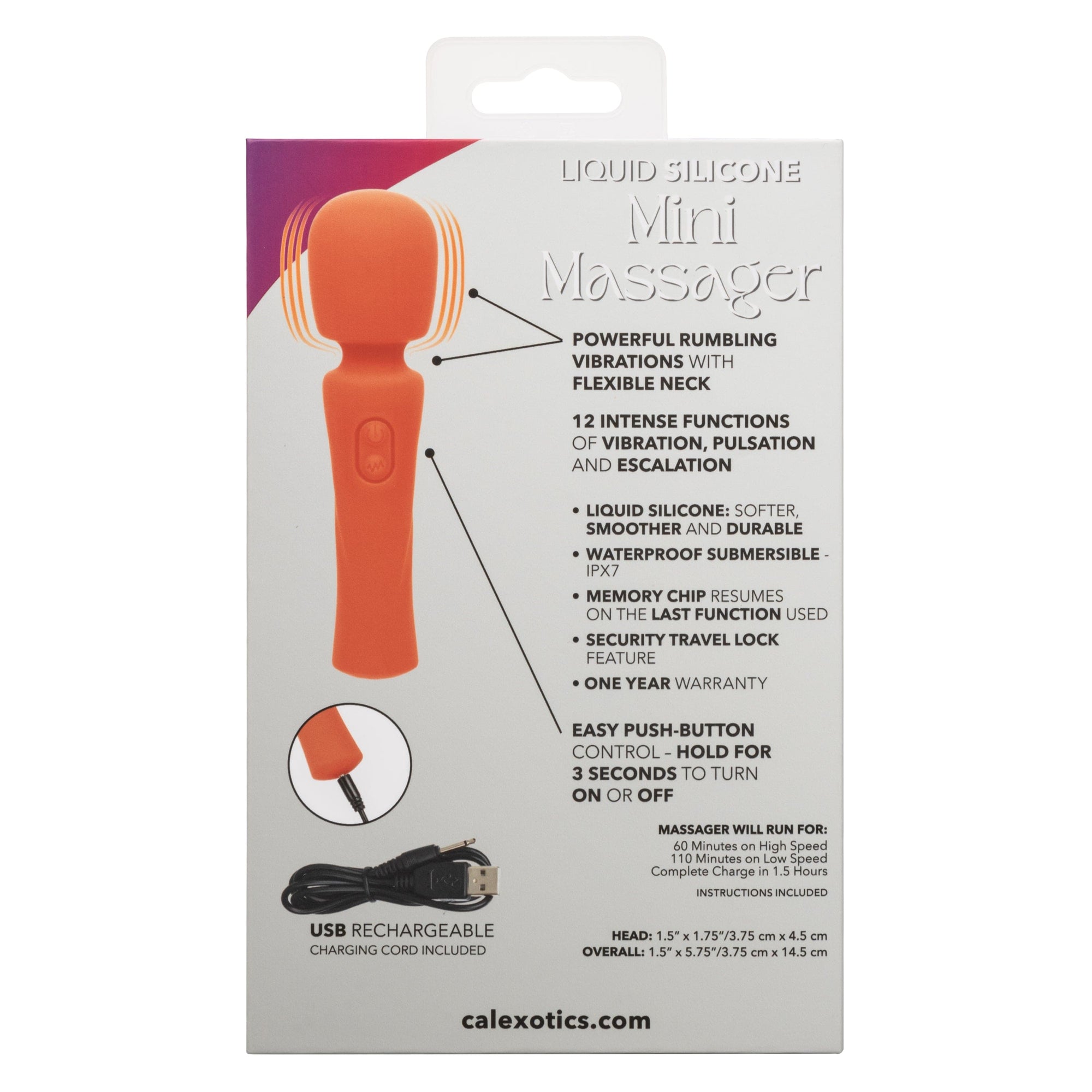 California Exotics - Stella Liquid Silicone Mini Wand Massager (Orange) CE2018 CherryAffairs