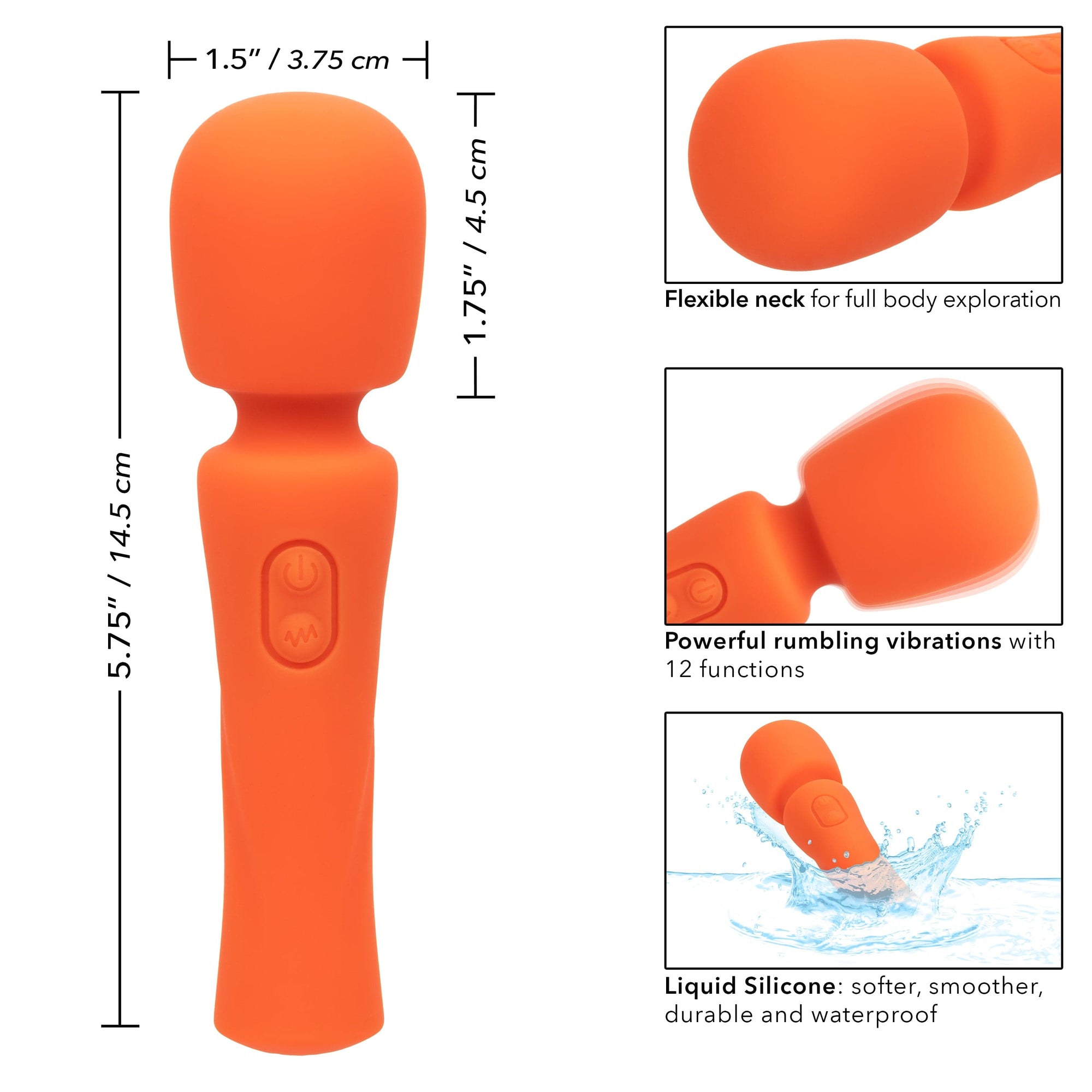 California Exotics - Stella Liquid Silicone Mini Wand Massager (Orange) CE2018 CherryAffairs