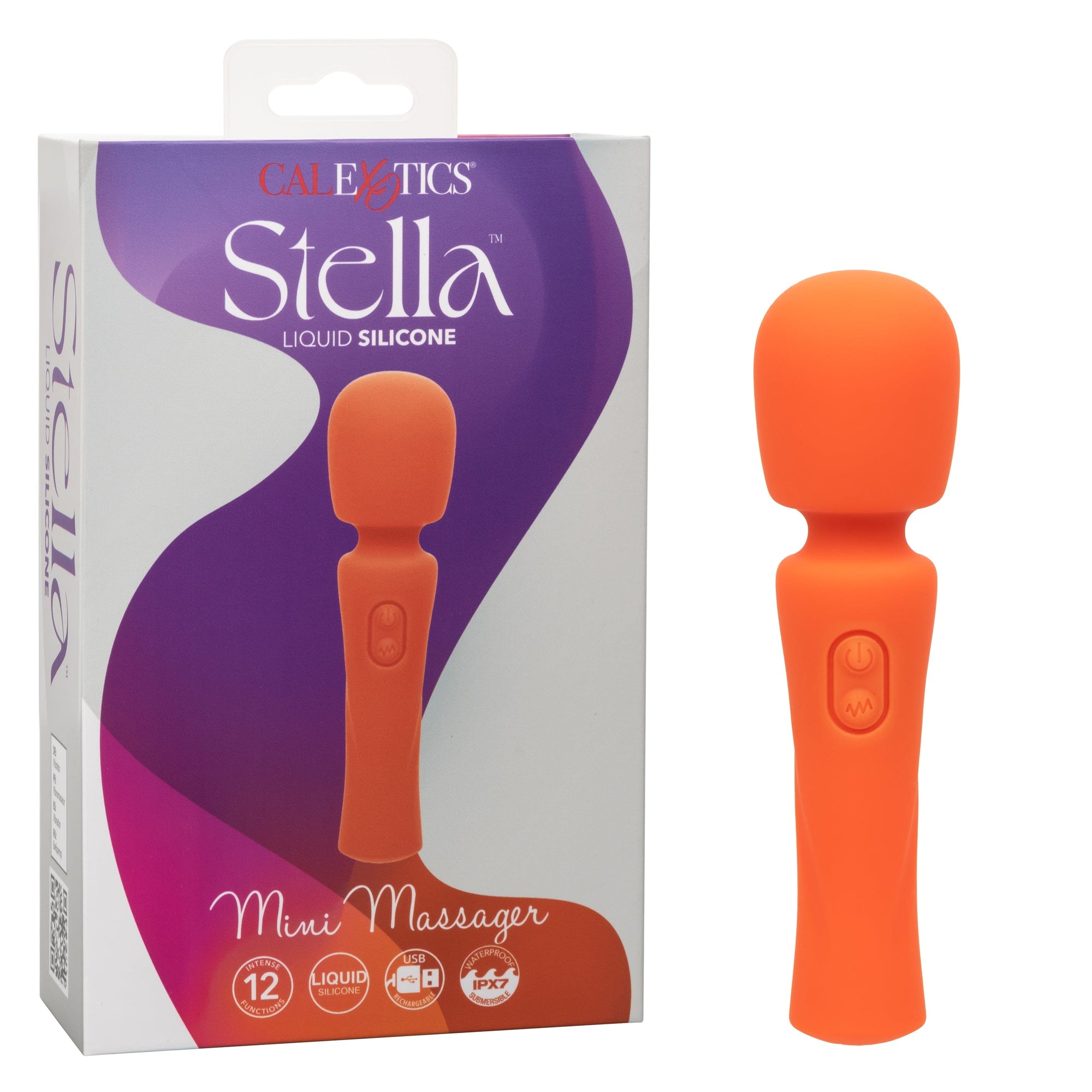 California Exotics - Stella Liquid Silicone Mini Wand Massager (Orange) CE2018 CherryAffairs