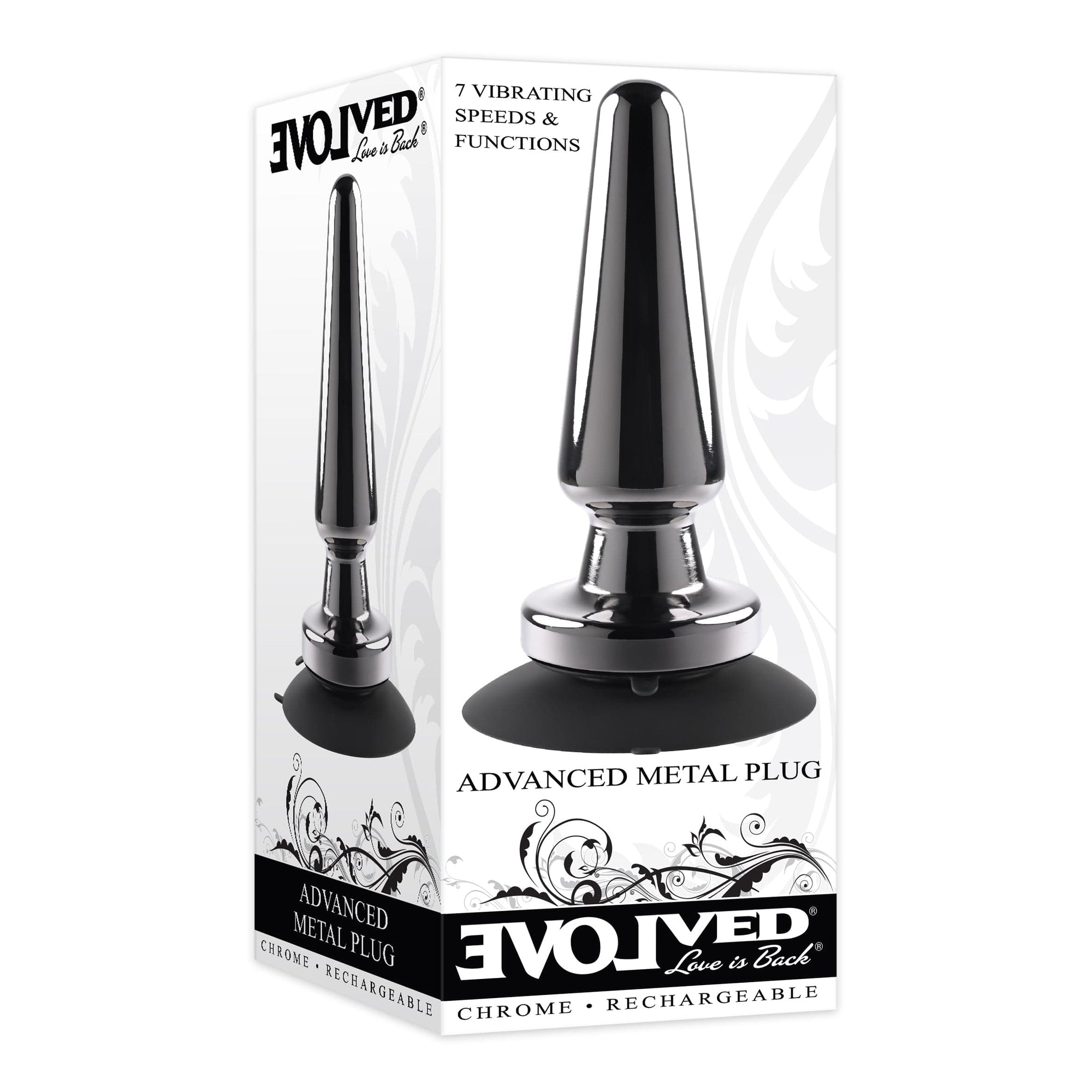 Evolved - Advanced Vibrating Metal Anal Plug with Suction Cup (Silver) Anal Kit (Non Vibration) 692693523 CherryAffairs