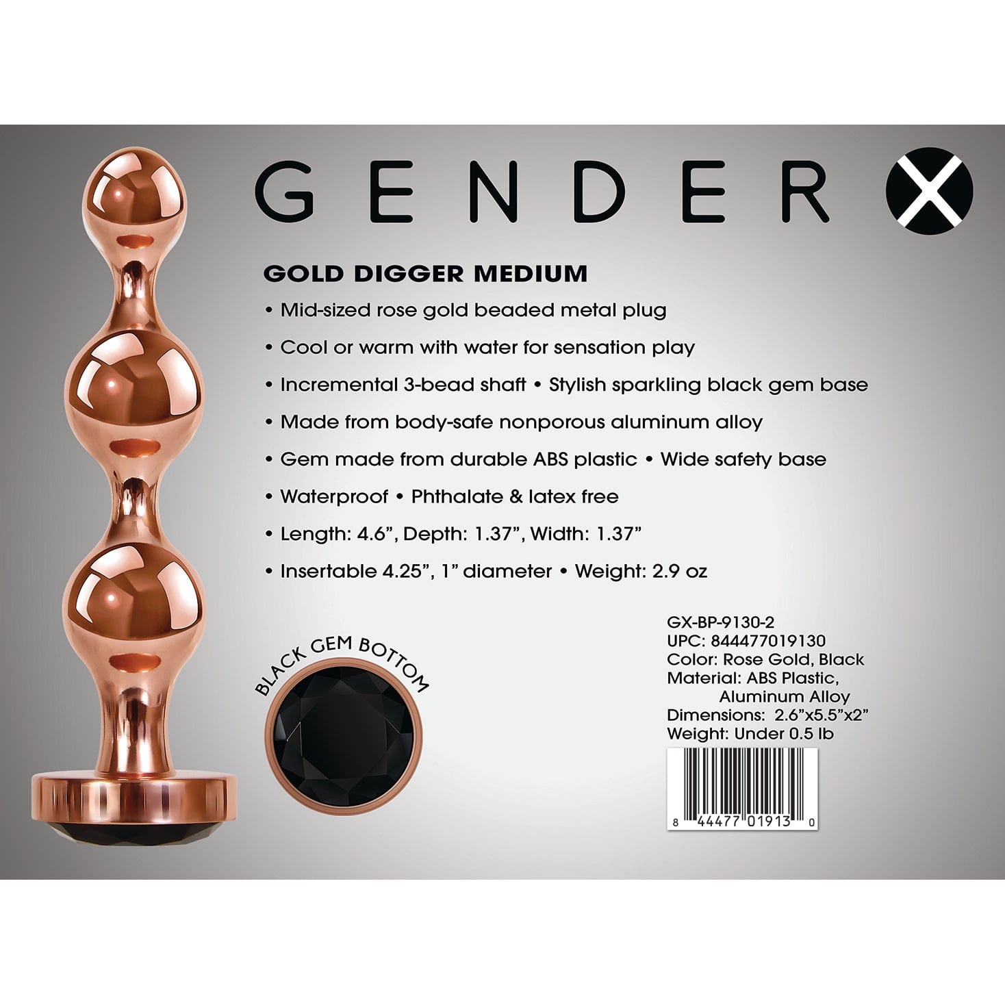 Evolved - Gender X Gold Digger Anal Beads Medium (Gold) Anal Beads (Non Vibration) 844477019130 CherryAffairs