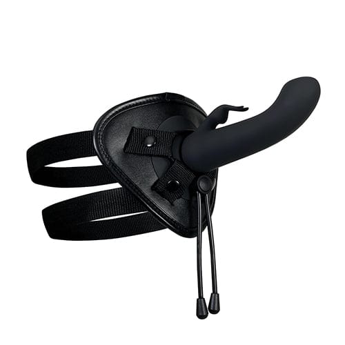 Evolved - Heavenly Harness Vibrating G Spot Rabbit Strap On Set (Black) Strap On with Dildo for Reverse Insertion (Vibration) Rechargeable 625507987 CherryAffairs