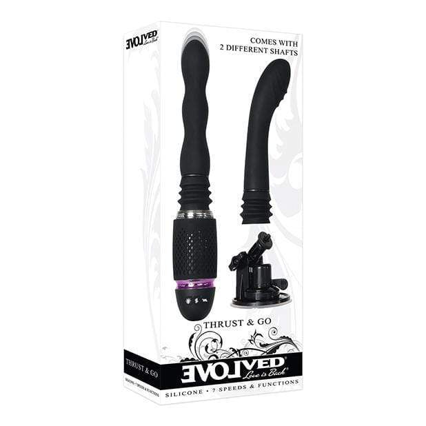 Evolved - Thrust and Go Sex Machine (Black) G Spot Dildo (Vibration) Rechargeable 844477016320 CherryAffairs