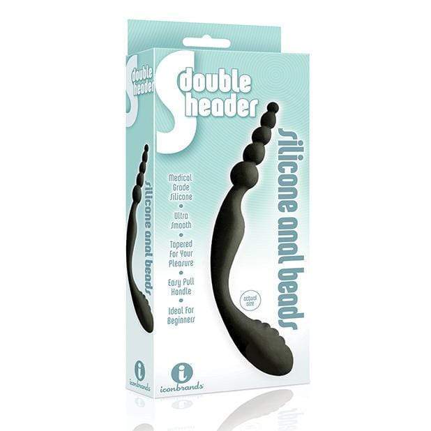 Icon Brands - S Double Header Double Ended Silicone Anal Beads (Black) Anal Beads (Non Vibration) 847841026499 CherryAffairs