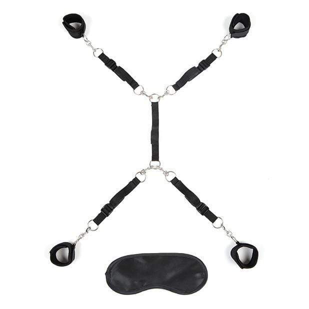 Lux Fetish - 7 Pc Bed Spreader Restraints (Black) Bed Restraint 4890808042823 CherryAffairs