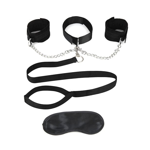 Lux Fetish - Collar Cuffs and Leash Set (Black) Leash 4890808221105 CherryAffairs