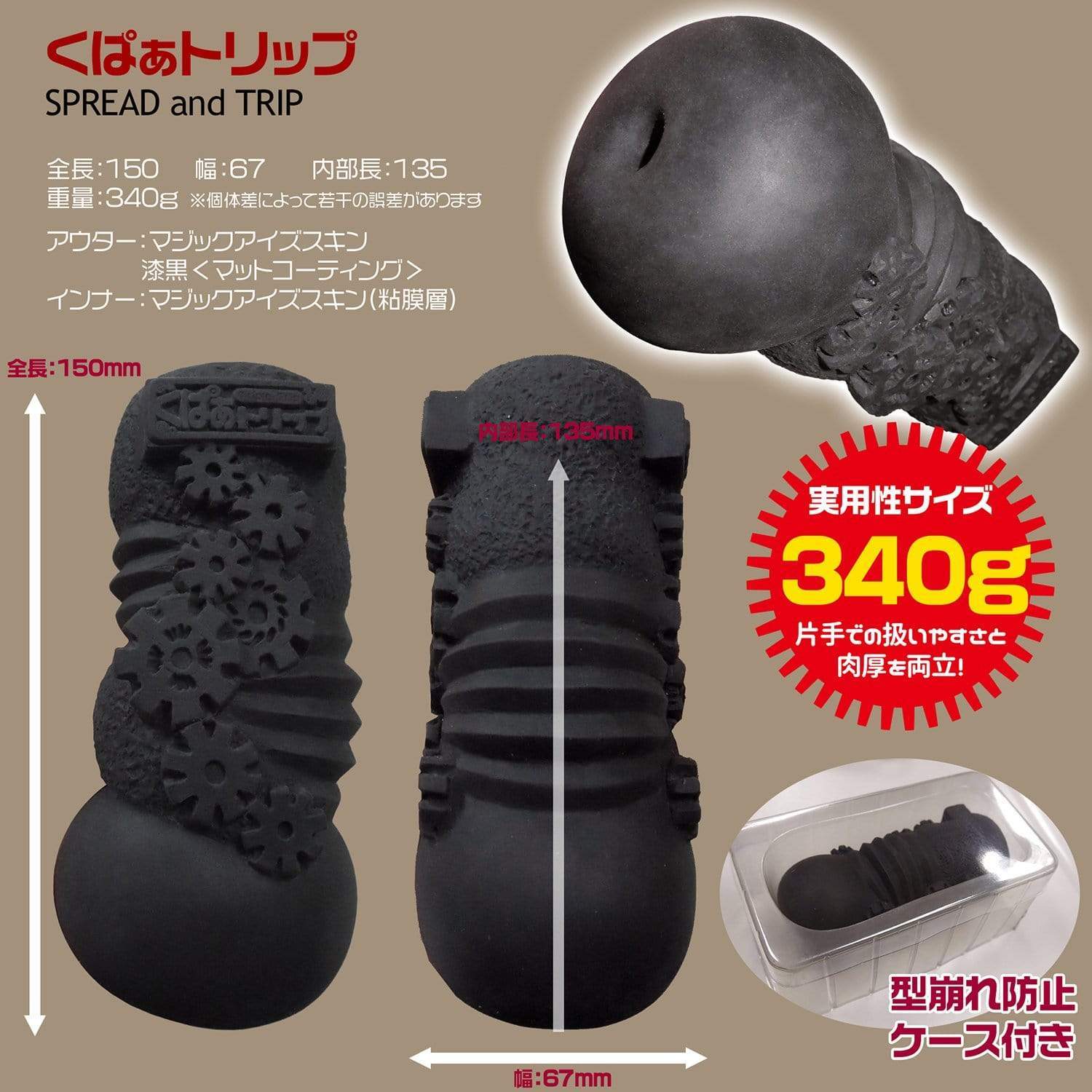 Magic Eyes - Triple Trip Onahole (Black) Masturbator Ass (Non Vibration)