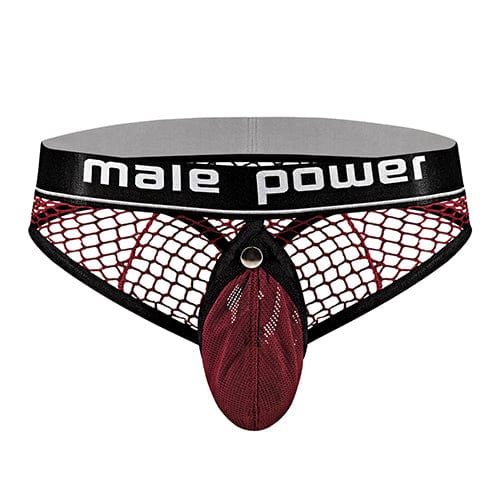 Male Power - Cock Pit Fishnet Cock Ring Thong Underwear Red L/XL (Red) Gay Pride Underwear 845830084161 CherryAffairs