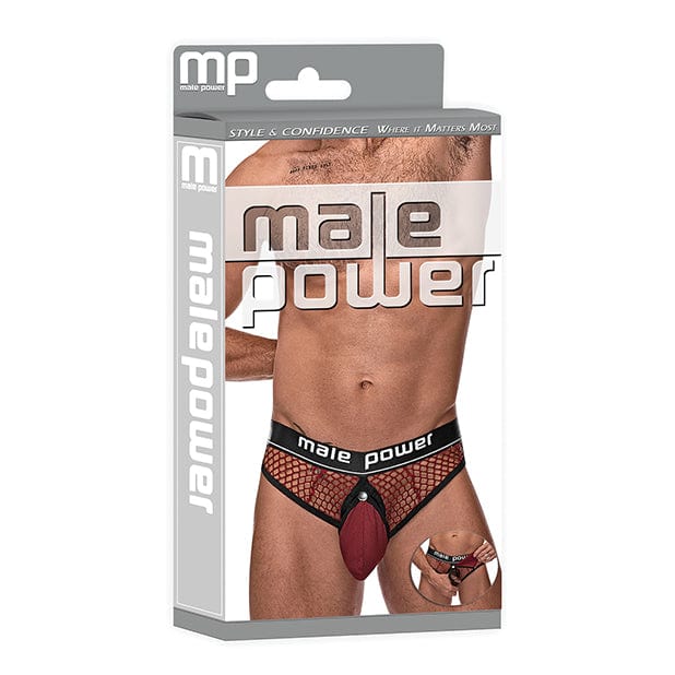 Male Power - Cock Pit Fishnet Cock Ring Thong Underwear Red L/XL (Red) Gay Pride Underwear 845830084161 CherryAffairs