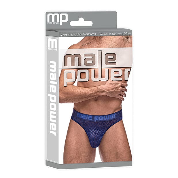 Male Power - Diamond Mesh Bong Thong Underwear L/XL (Blue) Gay Pride Underwear 845830085298 CherryAffairs