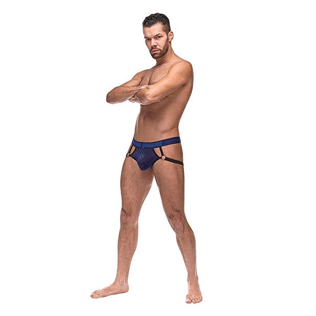 Male Power - Diamond Mesh Jock Underwear with Ring L/XL (Blue) Gay Pride Underwear 845830085311 CherryAffairs