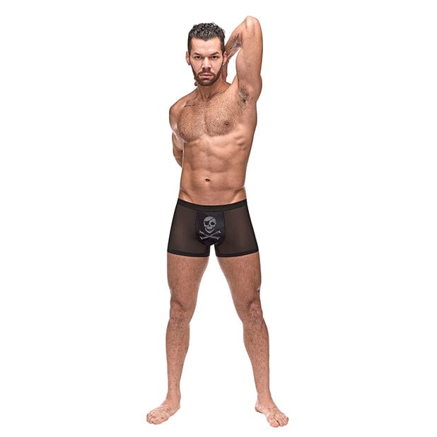 Male Power - Private Screening Micro Mesh and Modal Skull Pouch Short Underwear L (Black) Gay Pride Underwear 845830084956 CherryAffairs