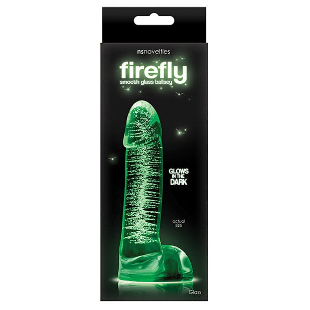 NS Novelties - Firefly Glow in the Dark Smooth Glass Ballsey Dildo 4" (Clear) Glass Dildo (Non Vibration) 622854480 CherryAffairs