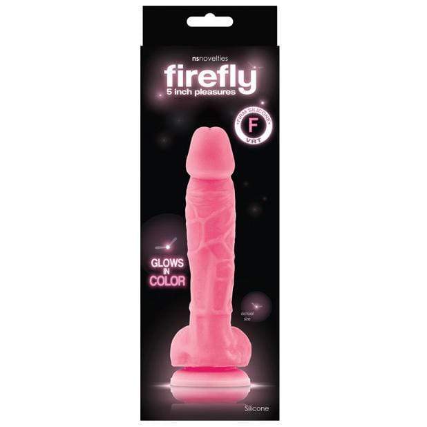 NS Novelties - Firefly Silicone Glowing Dildo 5" (Pink) Non Realistic Dildo with suction cup (Non Vibration)