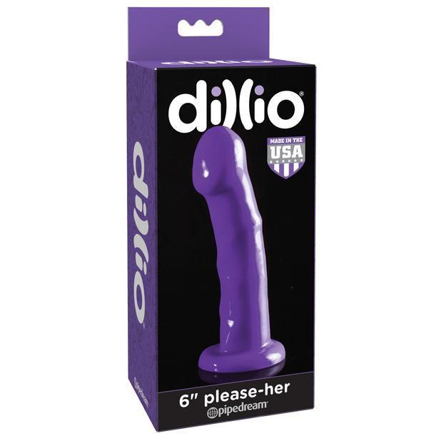 Pipedream - Dillio  6&quot; Please Her Dildo (Purple) Non Realistic Dildo with suction cup (Non Vibration)