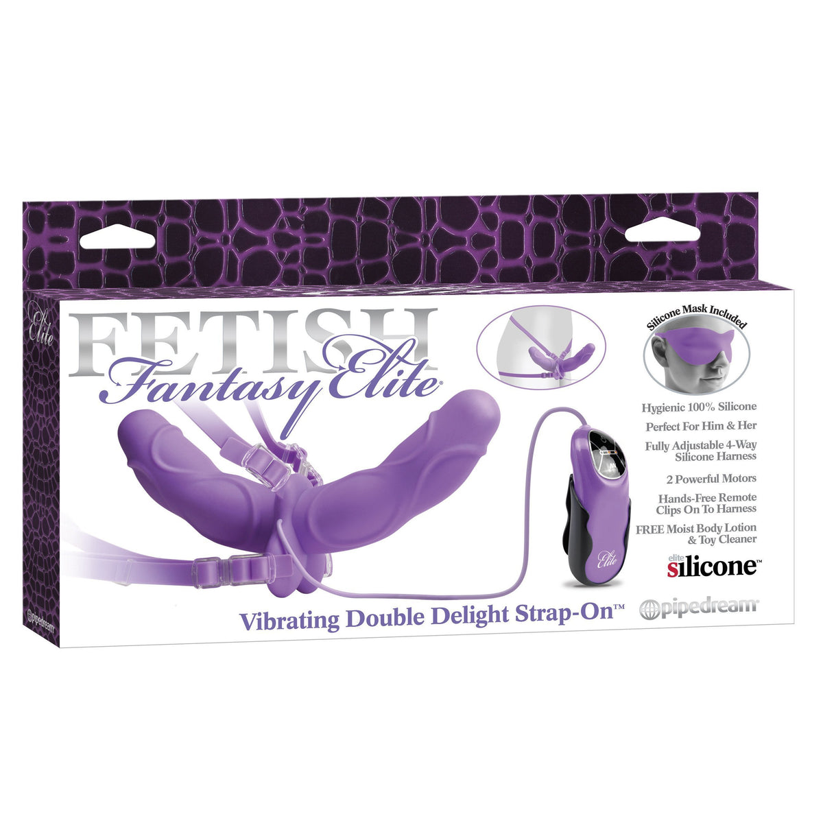 Pipedream - Fetish Fantasy Elite Vibrating Double Delight Strap-On 13&quot; Double Dildo (Vibration) Non Rechargeable - CherryAffairs Singapore