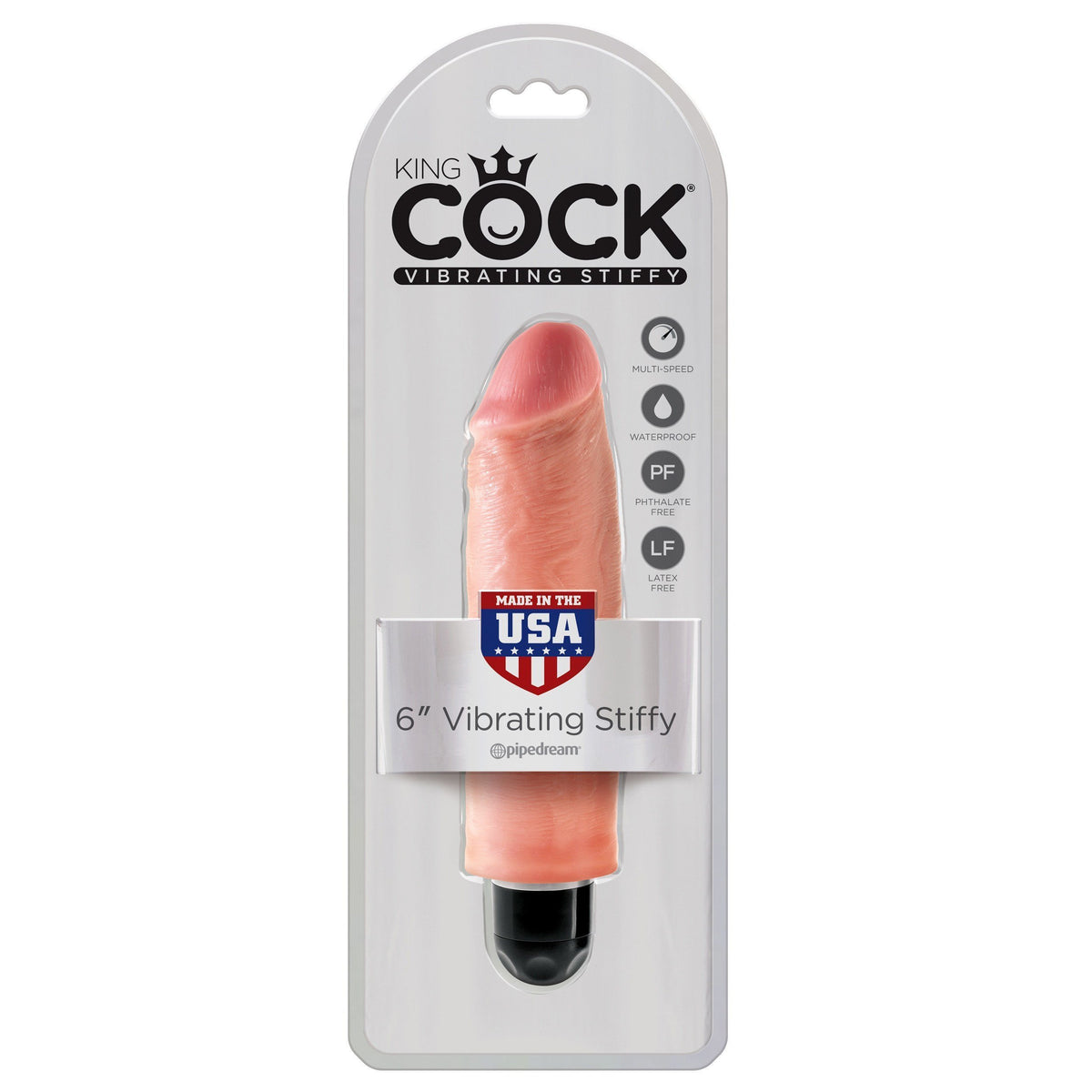 Pipedream - King Cock 6&quot; Vibrating Stiffy Cock (Beige) Non Realistic Dildo w/o suction cup (Vibration) Non Rechargeable - CherryAffairs Singapore