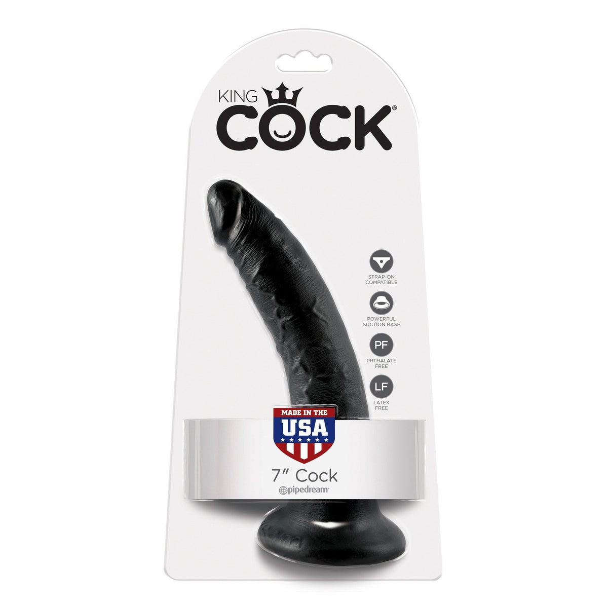 Pipedream - King Cock 7&quot; Cock (Black) Realistic Dildo w/o suction cup (Non Vibration) - CherryAffairs Singapore