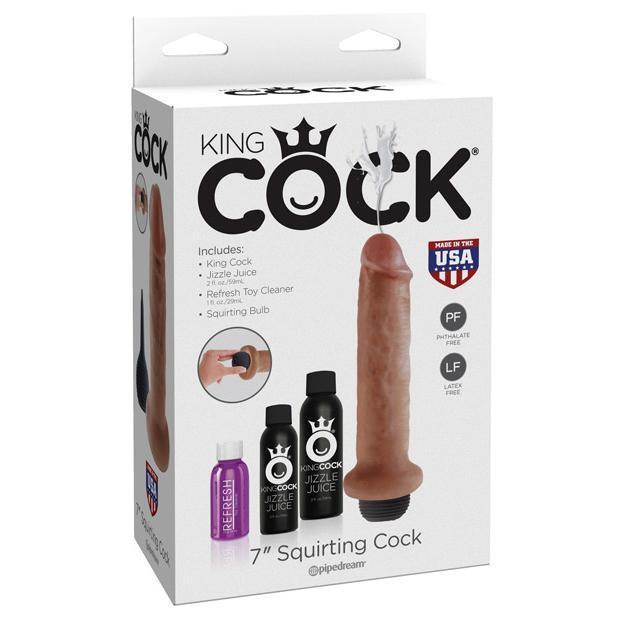 Pipedream - King Cock 7&quot; Squirting Cock (Beige) Realistic Dildo w/o suction cup (Non Vibration)