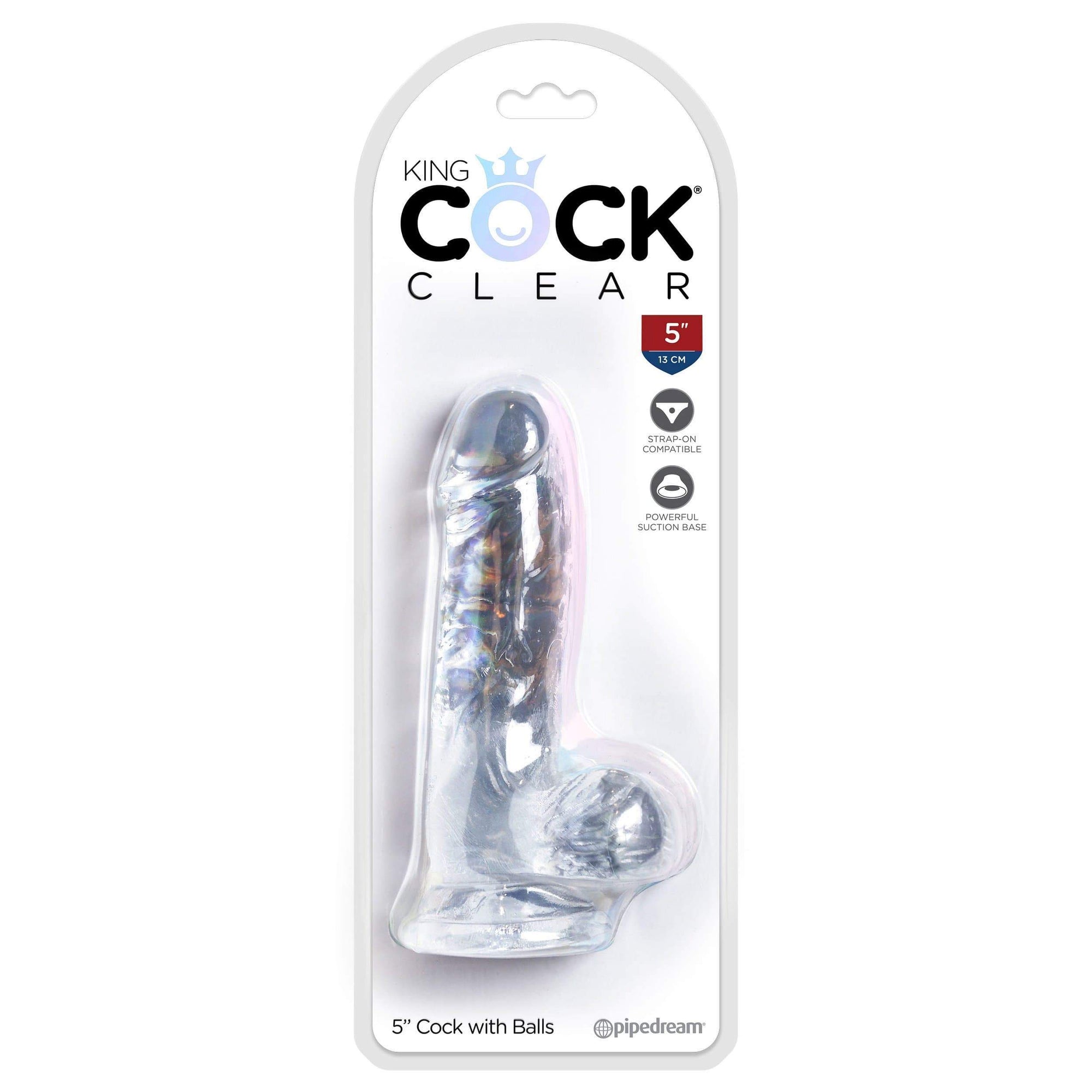 Pipedream - King Cock Clear Cock with Balls 5" (Clear) Realistic Dildo with suction cup (Non Vibration) 603912758818 CherryAffairs