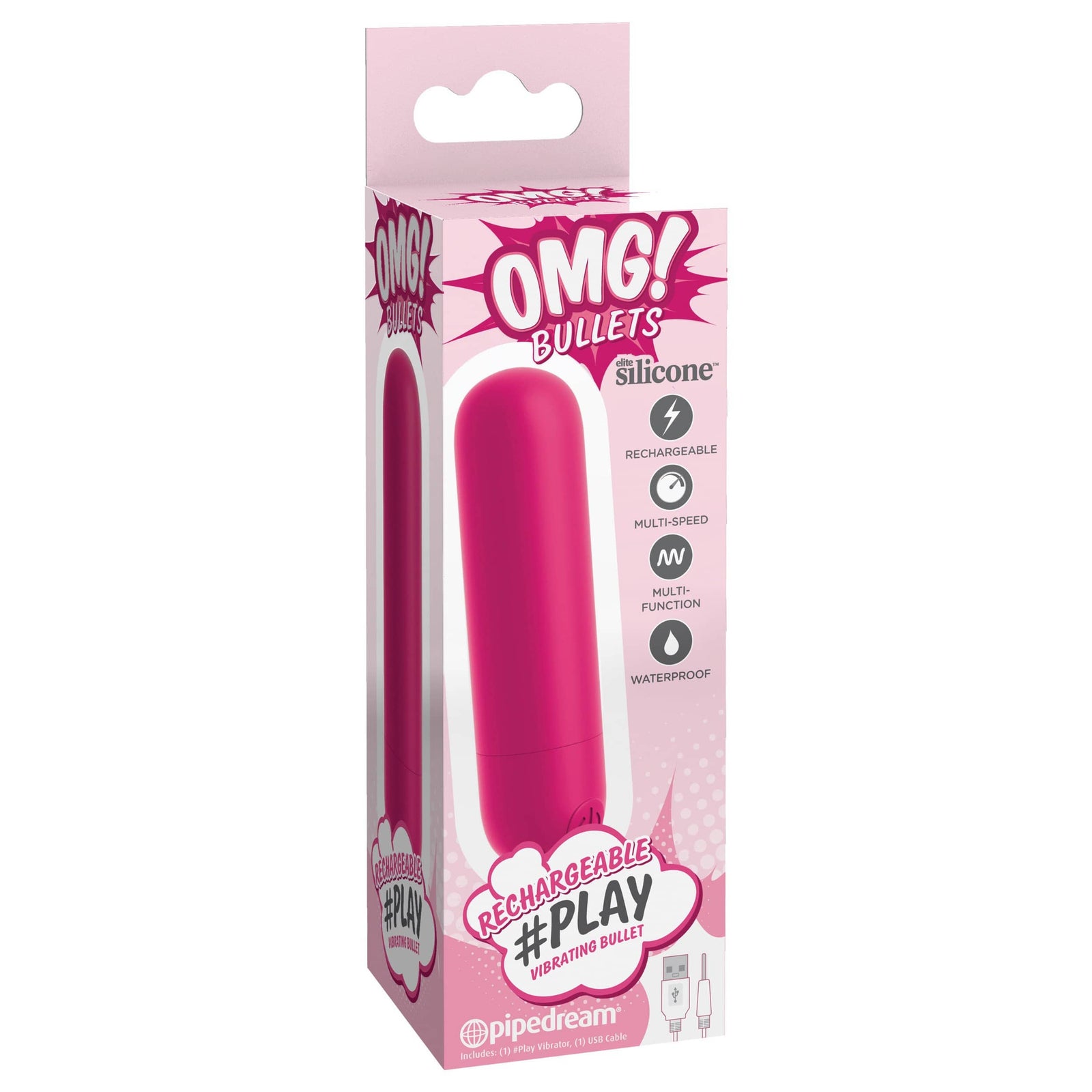 Pipedream - OMG Bullets #Play Rechargeable Bullet Vibrator (Fuschia) Bullet (Vibration) Rechargeable 319767185 CherryAffairs