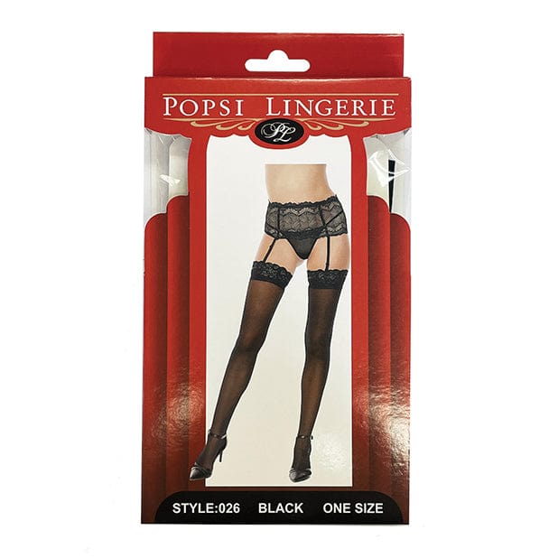 Popsi Lingerie - Silicone Lace Top Thigh High Stockings O/S (Black) Stockings 625955093 CherryAffairs