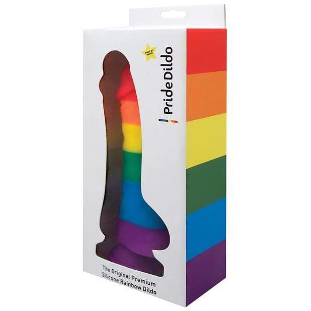 Pride Dildo - Original Premium Silicone Dildo with Balls 8&quot; (Multi Colour) Realistic Dildo with suction cup (Non Vibration) 760488747070 CherryAffairs