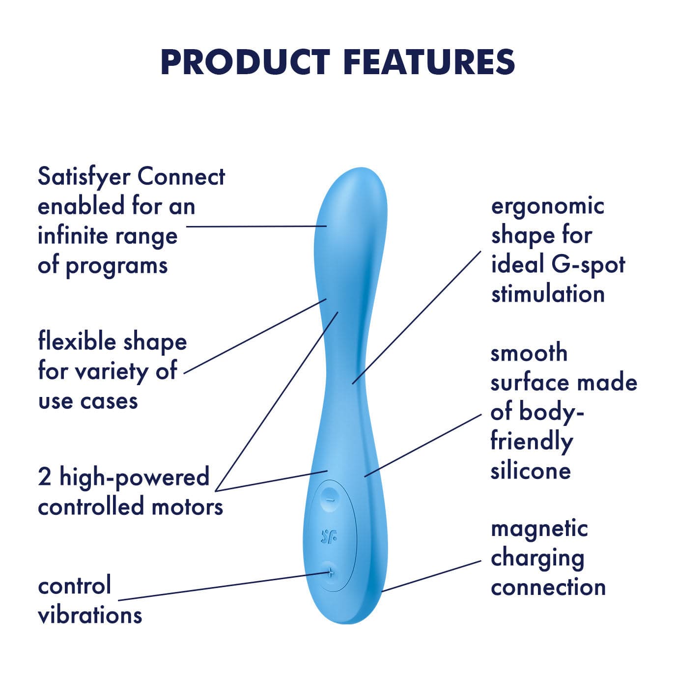 Satisfyer - Flex 4+ App-Controlled G Spot Vibrator (Blue) G Spot Dildo (Vibration) Rechargeable 4061504038698 CherryAffairs