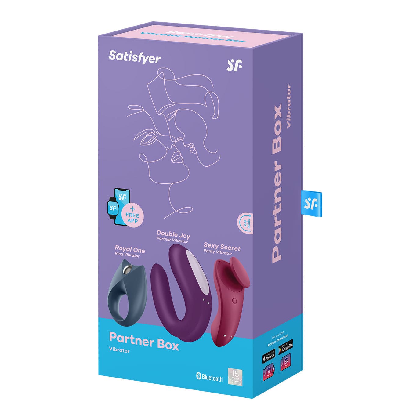 Satisfyer - Partner Box 3 App-Controlled Royal One, Sexy Secret and Double Joy Couple Set (Multi Colour) Couple's Massager (Vibration) Rechargeable 575428826 CherryAffairs