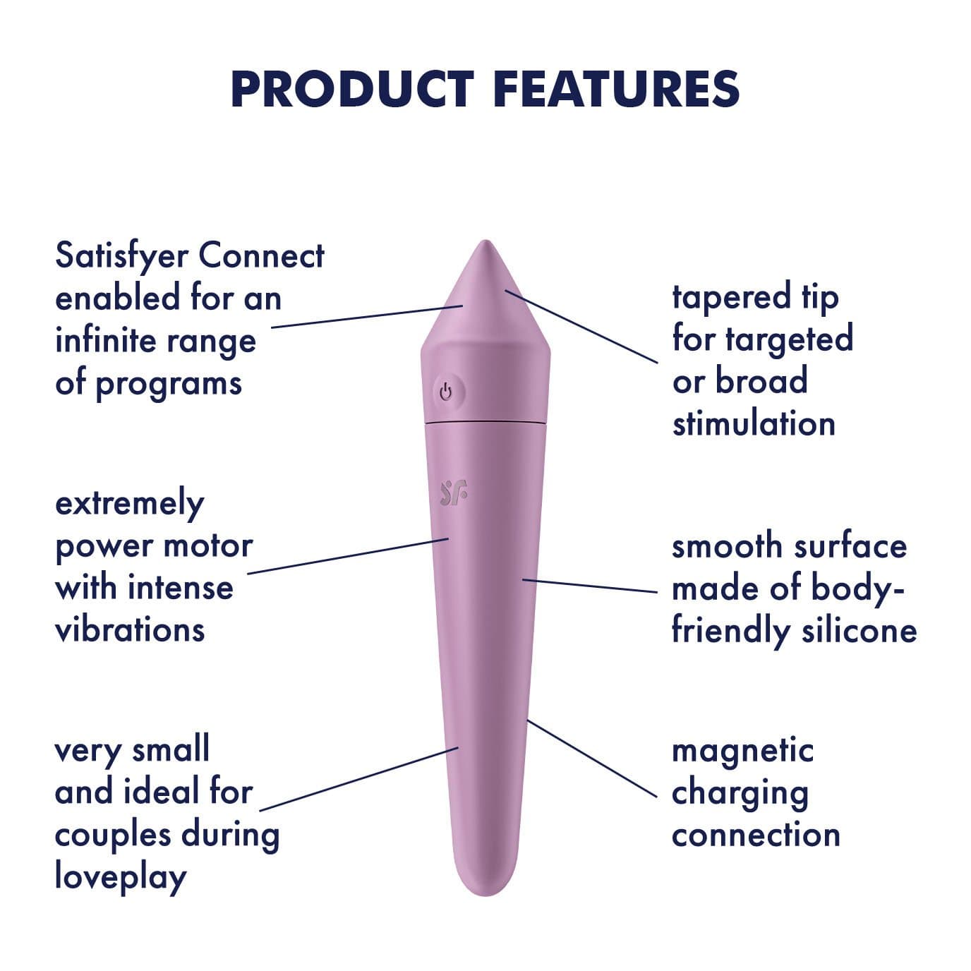 Satisfyer - Ultra Power Bullet 8 Vibrator with Bluetooth and App (Lilac) Bullet (Vibration) Rechargeable 4061504007755 CherryAffairs