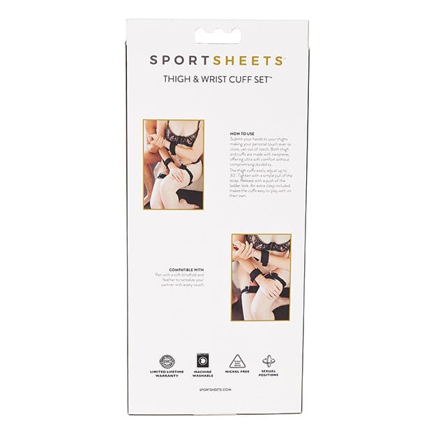 Sportsheets - Thigh and Wrist Cuff Set (Black) Hand/Leg Cuffs 626137427 CherryAffairs