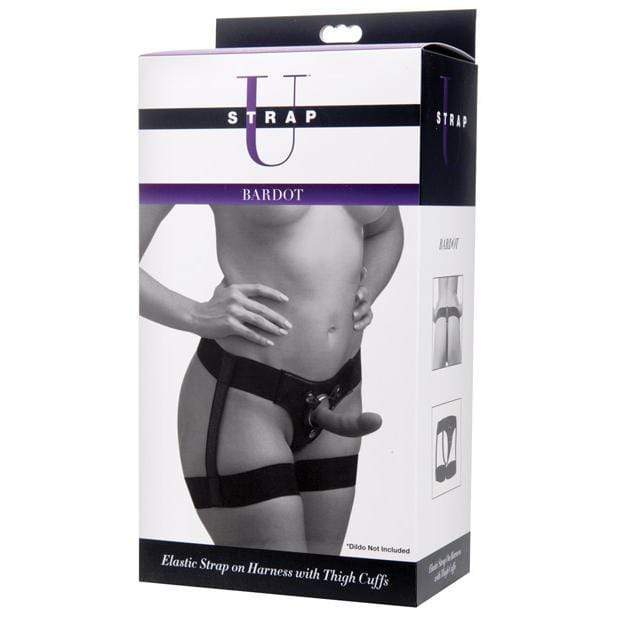 Strap U - Bardot Elastic Strap On Harness with Thigh Cuffs (Black) Strap On w/o Dildo