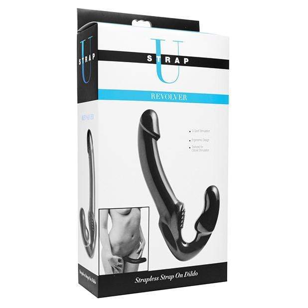 Strap U - Revolver Strapless Strap on G Spot Dildo (Black) Strap On with Dildo for Reverse Insertion (Non Vibration)