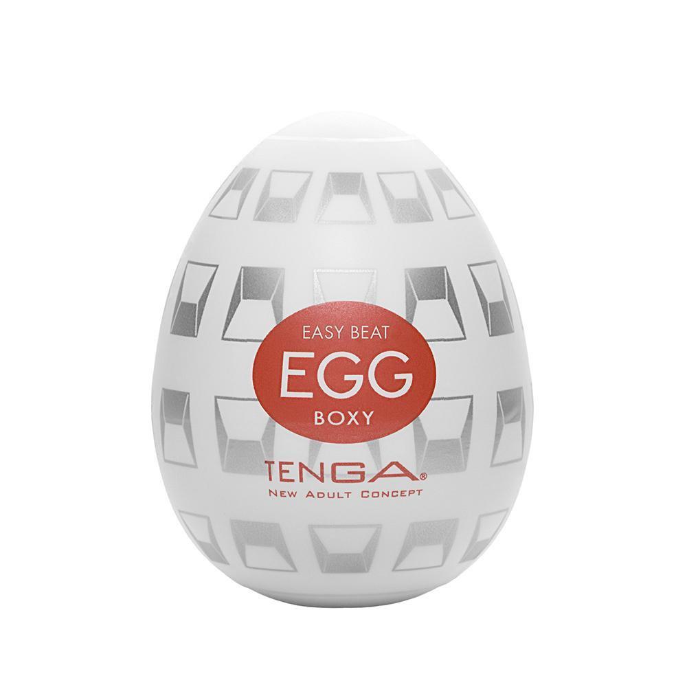 Tenga - Masturbator Egg Boxy (White) Masturbator Egg (Non Vibration)