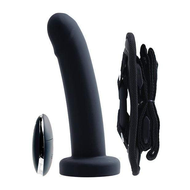 VeDO - Strapped Rechargeable Vibrating Strap On Dildo (Just Black) Strap On with Dildo for Reverse Insertion (Vibration) Rechargeable 716053727879 CherryAffairs